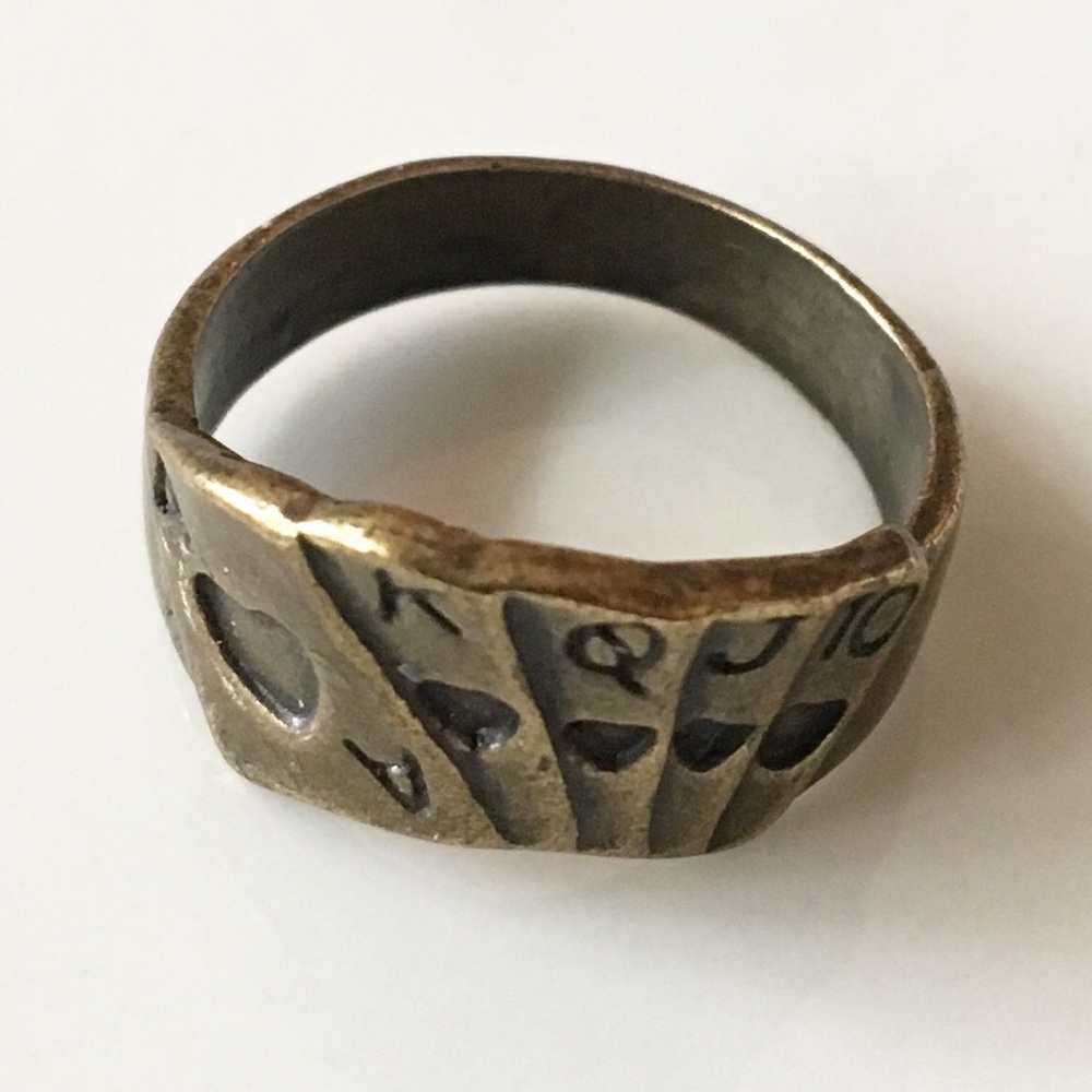 Vintage Brass ‘Royal Flush’ Ring - Picture 2 of 4